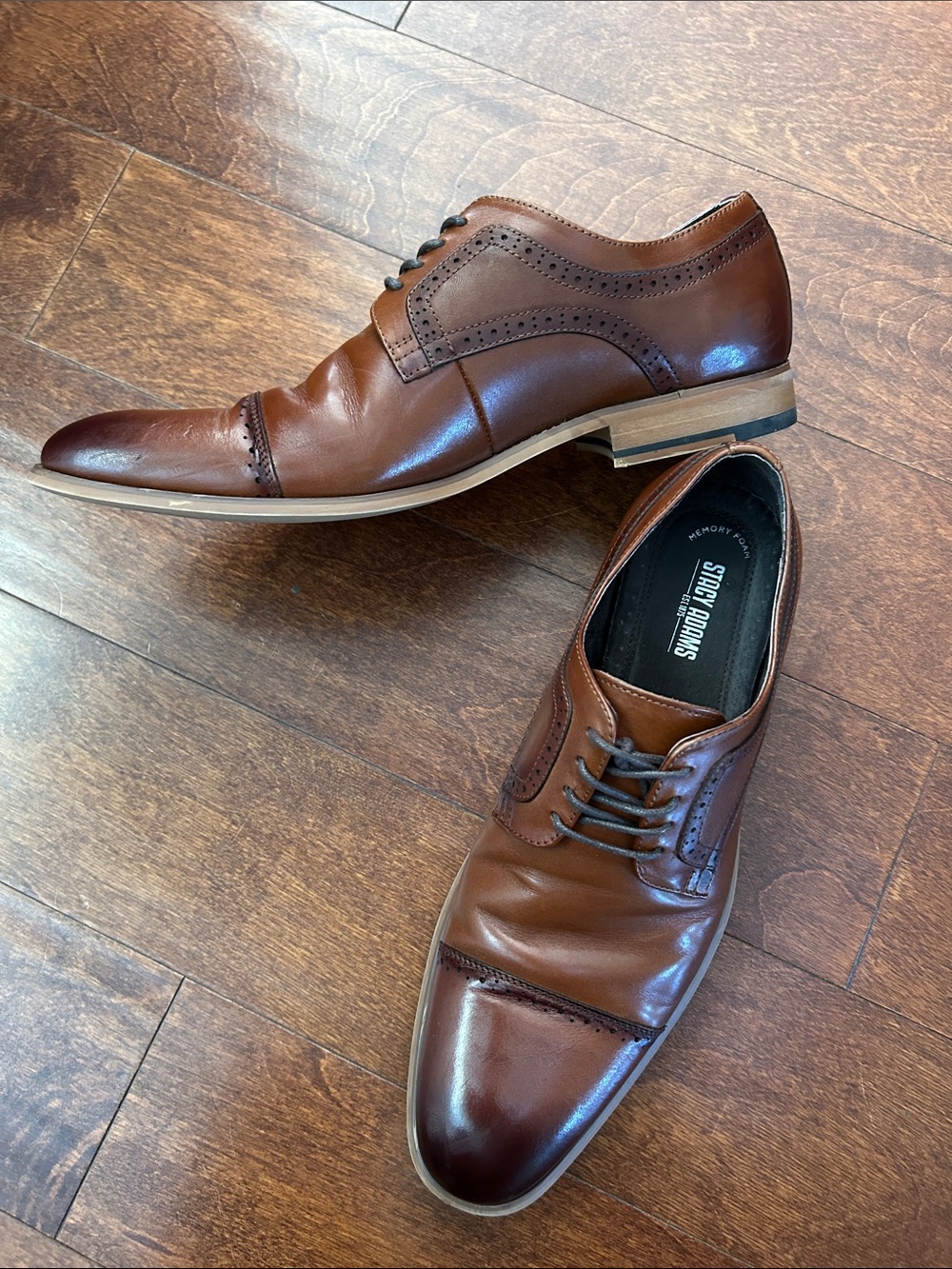 Stacy Adams Lace Up Chestnut Brown Leather Oxfords, Size 12